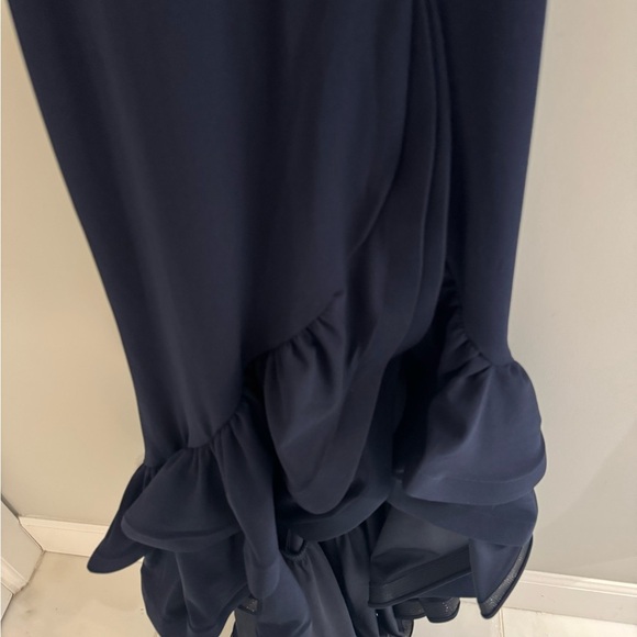New Betsy and Adam Arielle Ruffle Tier Scuba Crepe Dress Navy Sz 2 - Picture 8 of 12